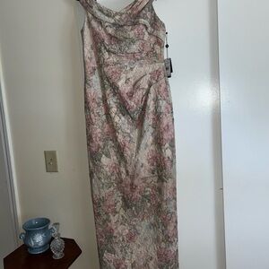 Adrianna Papell Pink and Gray Floral Maxi Dress